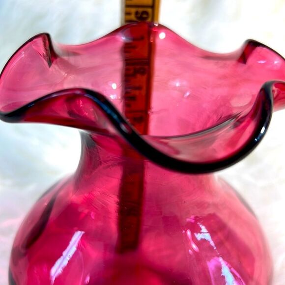 Fenton Cranberry Glass Vase - Picture 7 of 7